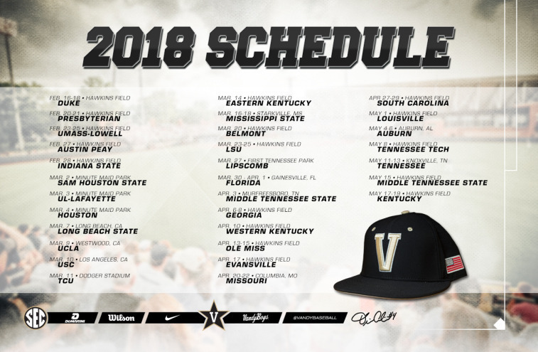 Vanderbilt Baseball Sets 2018 Schedule Vanderbilt University Athletics Official Athletics Website