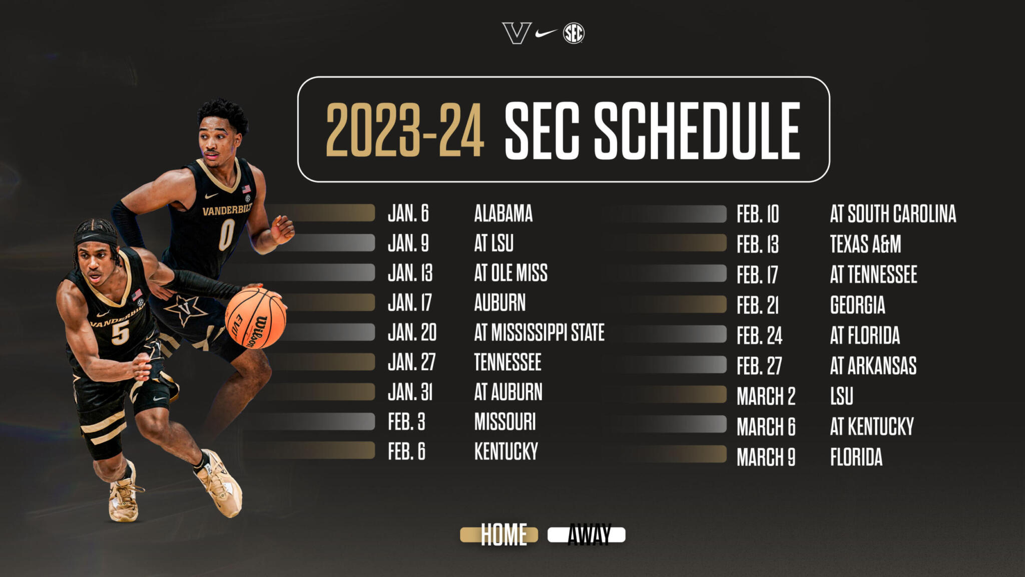 Vanderbilt Men's Basketball SEC Schedule Arrives