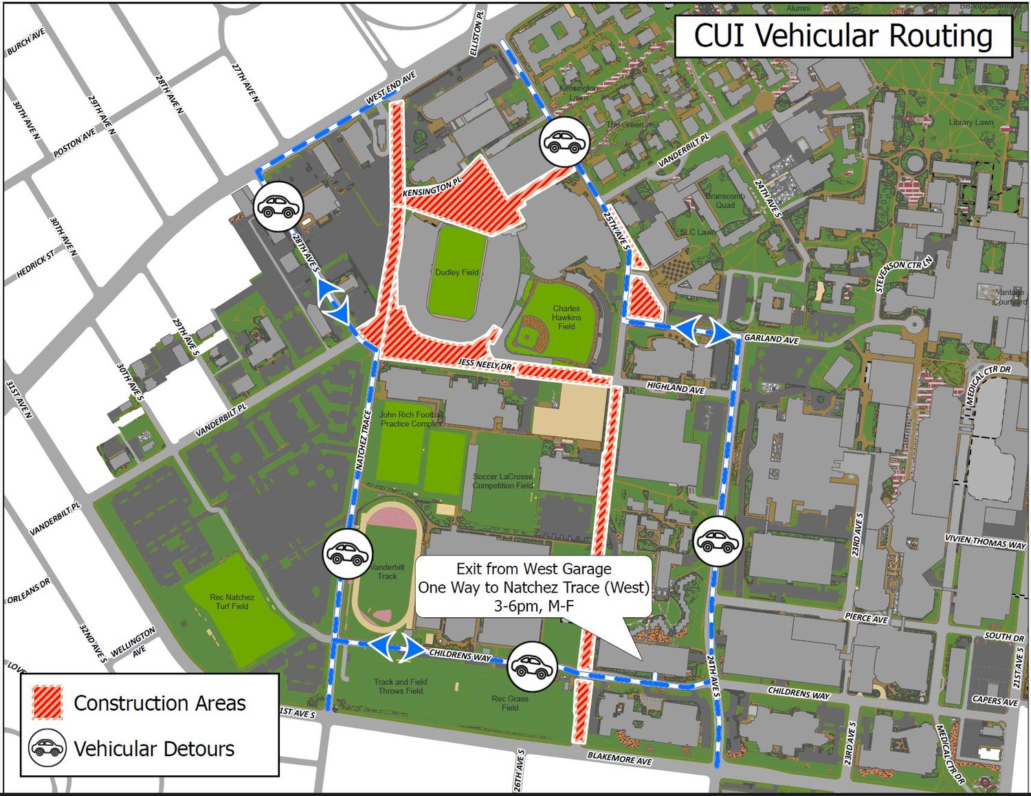 Construction Information Central Vanderbilt University Athletics   CUI.AllTransportionRoutes.January Page 1 